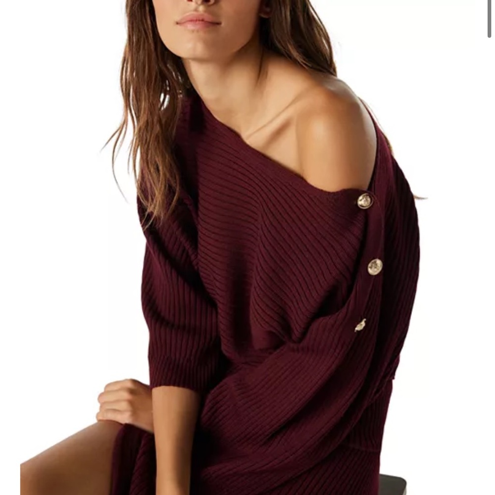 Ba&sh Elegant Burgundy Wool Knit Dress size S - Picture 7 of 8